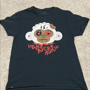 Black Graphic T-Shirt with Cartoon Design